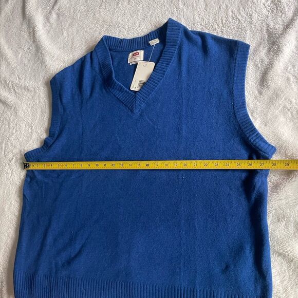 Levi's Sweater Vest Royal Blue Knit Pull Over Mens Medium Cotton Vneck XXL NWT - Picture 2 of 7